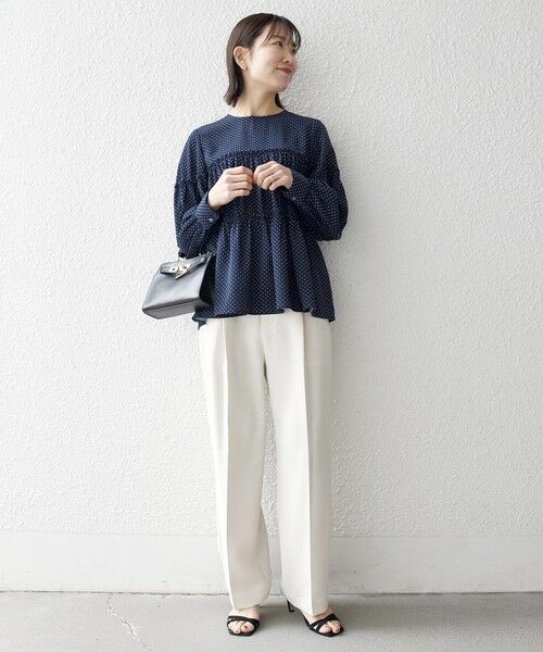 SHIPS / シップス シャツ・ブラウス | 《予約》SHIPS any:〈洗濯機可能〉ドット ノーカラー ティアード フレア ブラウス | 詳細28