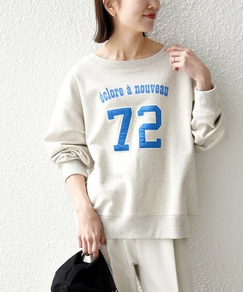 SHIPS / シップス スウェット | 《予約》SHIPS any:〈洗濯機可能〉USAコットン 裏毛 ナンバリング ルーズ スウェット（ナチュラル）