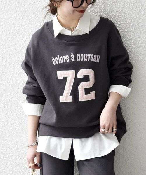 SHIPS / シップス スウェット | 《予約》SHIPS any:〈洗濯機可能〉USAコットン 裏毛 ナンバリング ルーズ スウェット | 詳細18
