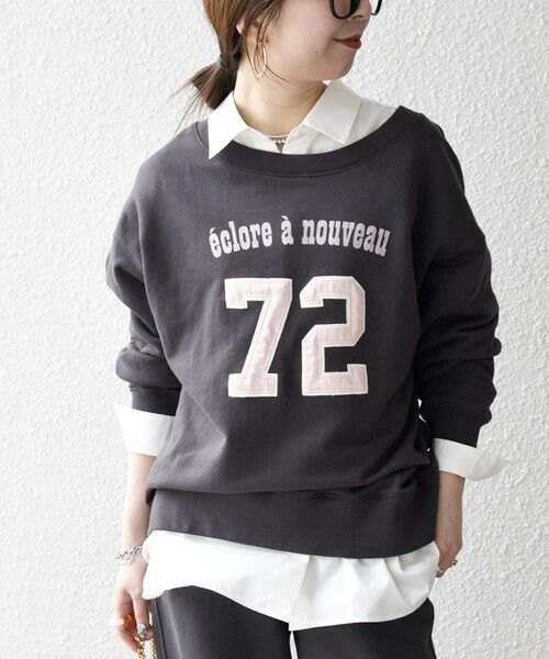 SHIPS / シップス スウェット | 《予約》SHIPS any:〈洗濯機可能〉USAコットン 裏毛 ナンバリング ルーズ スウェット（グレー）