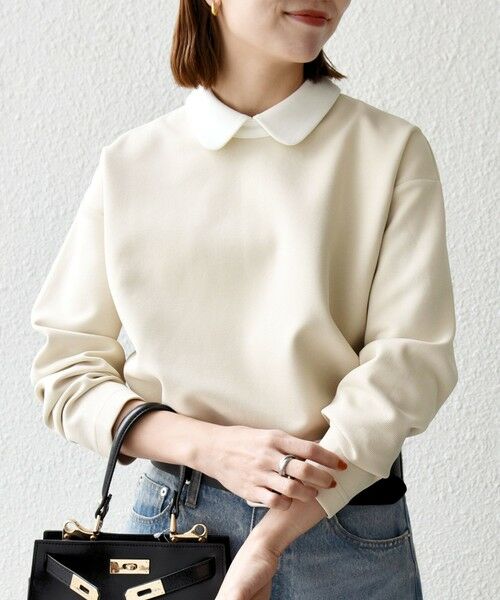 SHIPS / シップス カットソー | 《予約》SHIPS any:〈洗濯機可能〉ダンボール バイカラー プルオーバー（ナチュラル）