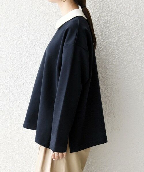 SHIPS / シップス カットソー | 《予約》SHIPS any:〈洗濯機可能〉ダンボール バイカラー プルオーバー | 詳細27