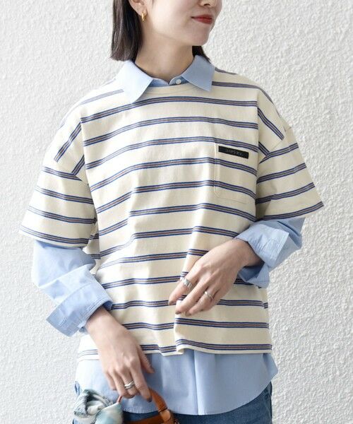 SHIPS / シップス カットソー | 《予約》SHIPS any:〈洗濯機可能〉マルチボーダー ワイド TEE | 詳細3