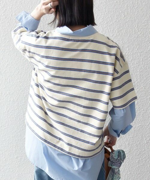 SHIPS / シップス カットソー | 《予約》SHIPS any:〈洗濯機可能〉マルチボーダー ワイド TEE | 詳細7