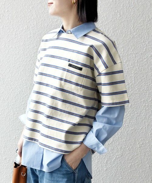 SHIPS / シップス カットソー | 《予約》SHIPS any:〈洗濯機可能〉マルチボーダー ワイド TEE | 詳細9