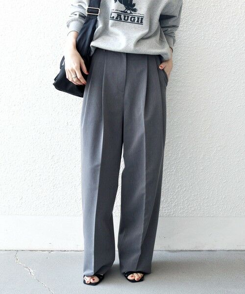 SHIPS / シップス スラックス・ドレスパンツ | 《予約》SHIPS any:〈手洗い可能〉2タック ワイド パンツ（チャコールグレー）