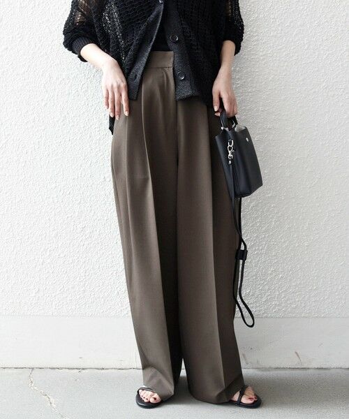 SHIPS / シップス スラックス・ドレスパンツ | 《一部追加予約》SHIPS any:〈手洗い可能〉2タック ワイド パンツ（ブラウン）