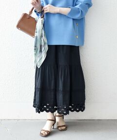 SHIPS / シップス ロング・マキシ丈スカート | 《予約》SHIPS any:〈洗濯機可能〉キャンブリック レース ギャザー ボリューム スカート