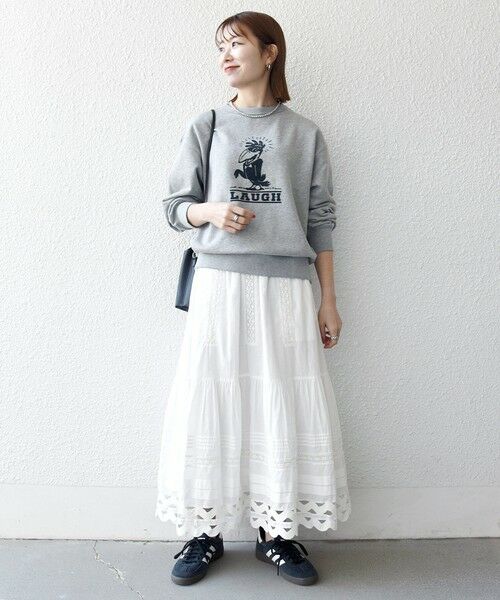 SHIPS / シップス ロング・マキシ丈スカート | 《予約》SHIPS any:〈洗濯機可能〉キャンブリック レース ギャザー ボリューム スカート | 詳細1