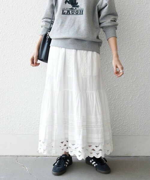SHIPS / シップス ロング・マキシ丈スカート | 《予約》SHIPS any:〈洗濯機可能〉キャンブリック レース ギャザー ボリューム スカート | 詳細3