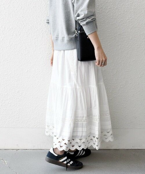 SHIPS / シップス ロング・マキシ丈スカート | 《予約》SHIPS any:〈洗濯機可能〉キャンブリック レース ギャザー ボリューム スカート | 詳細6