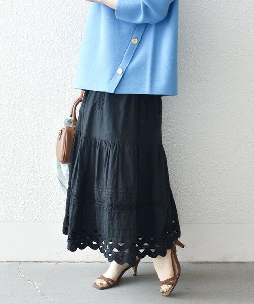 SHIPS / シップス ロング・マキシ丈スカート | 《予約》SHIPS any:〈洗濯機可能〉キャンブリック レース ギャザー ボリューム スカート | 詳細14