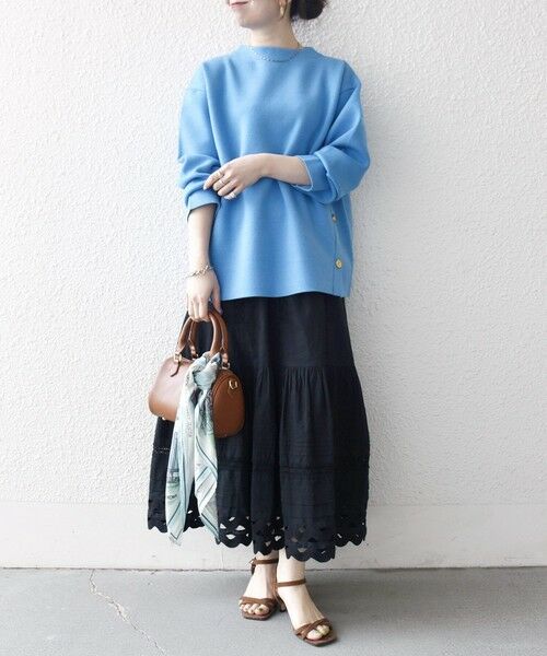 SHIPS / シップス ロング・マキシ丈スカート | 《予約》SHIPS any:〈洗濯機可能〉キャンブリック レース ギャザー ボリューム スカート | 詳細11