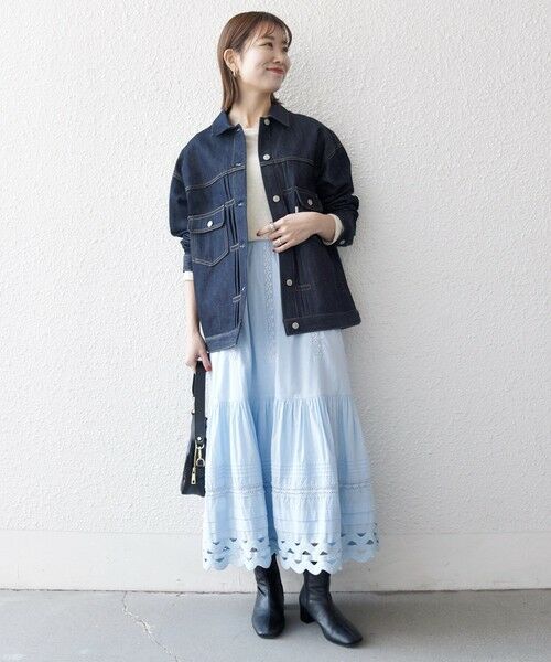 SHIPS / シップス ロング・マキシ丈スカート | 《予約》SHIPS any:〈洗濯機可能〉キャンブリック レース ギャザー ボリューム スカート | 詳細18