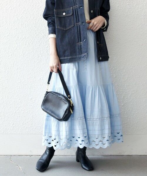 SHIPS / シップス ロング・マキシ丈スカート | 《予約》SHIPS any:〈洗濯機可能〉キャンブリック レース ギャザー ボリューム スカート | 詳細21