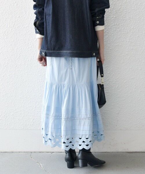 SHIPS / シップス ロング・マキシ丈スカート | 《予約》SHIPS any:〈洗濯機可能〉キャンブリック レース ギャザー ボリューム スカート | 詳細23