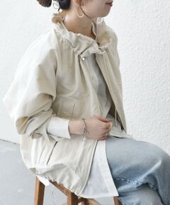 SHIPS / シップス ブルゾン | 《予約》SHIPS any:〈洗濯機可能〉ナイロン タスラン ギャザー スタンドカラー ブルゾン