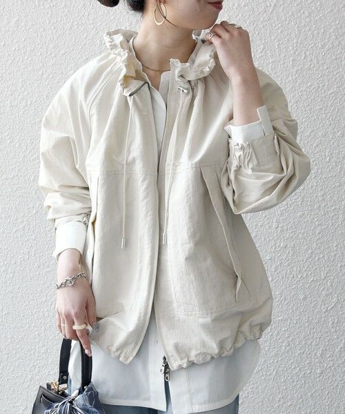 SHIPS / シップス ブルゾン | 《予約》SHIPS any:〈洗濯機可能〉ナイロン タスラン ギャザー スタンドカラー ブルゾン | 詳細4