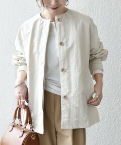 SHIPS / シップス ブルゾン | 《予約》SHIPS any:〈洗濯機可能〉ナイロン タスラン ノーカラー Aライン ブルゾン