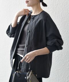 SHIPS / シップス ブルゾン | 《予約》SHIPS any:〈洗濯機可能〉ナイロン タスラン ノーカラー Aライン ブルゾン