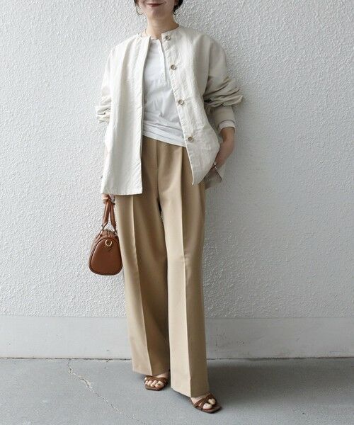 SHIPS / シップス ブルゾン | 《予約》SHIPS any:〈洗濯機可能〉ナイロン タスラン ノーカラー Aライン ブルゾン | 詳細1