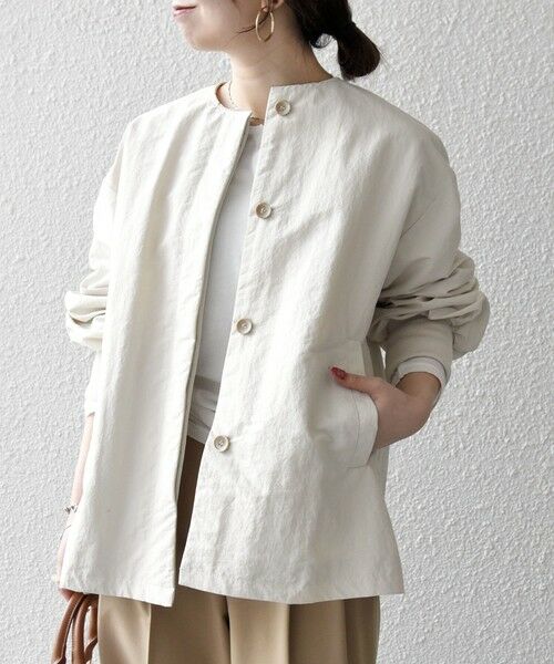 SHIPS / シップス ブルゾン | 《予約》SHIPS any:〈洗濯機可能〉ナイロン タスラン ノーカラー Aライン ブルゾン | 詳細10