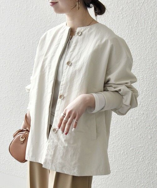 SHIPS / シップス ブルゾン | 《予約》SHIPS any:〈洗濯機可能〉ナイロン タスラン ノーカラー Aライン ブルゾン | 詳細11