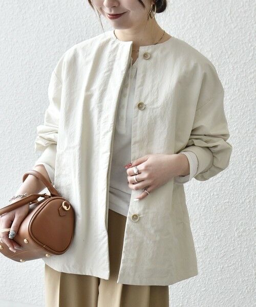 SHIPS / シップス ブルゾン | 《予約》SHIPS any:〈洗濯機可能〉ナイロン タスラン ノーカラー Aライン ブルゾン | 詳細12