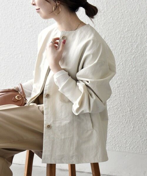 SHIPS / シップス ブルゾン | 《予約》SHIPS any:〈洗濯機可能〉ナイロン タスラン ノーカラー Aライン ブルゾン | 詳細3