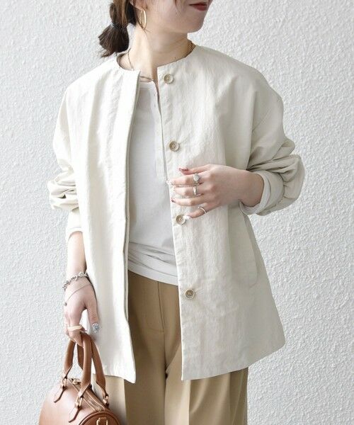 SHIPS / シップス ブルゾン | 《予約》SHIPS any:〈洗濯機可能〉ナイロン タスラン ノーカラー Aライン ブルゾン | 詳細6