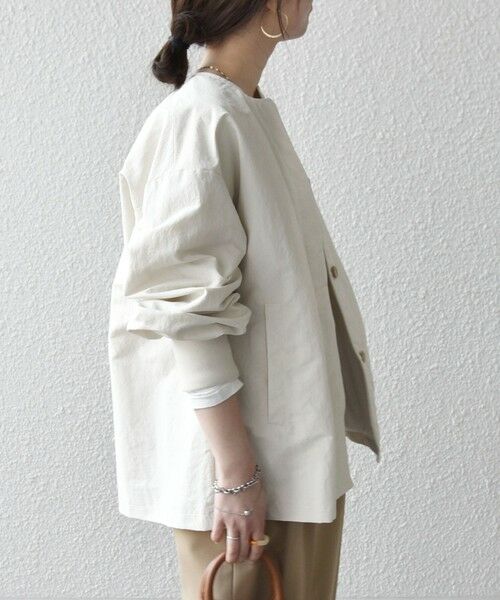 SHIPS / シップス ブルゾン | 《予約》SHIPS any:〈洗濯機可能〉ナイロン タスラン ノーカラー Aライン ブルゾン | 詳細7