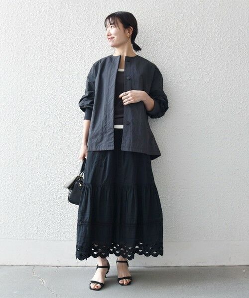 SHIPS / シップス ブルゾン | 《予約》SHIPS any:〈洗濯機可能〉ナイロン タスラン ノーカラー Aライン ブルゾン | 詳細13