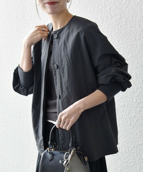 SHIPS / シップス ブルゾン | 《予約》SHIPS any:〈洗濯機可能〉ナイロン タスラン ノーカラー Aライン ブルゾン | 詳細16