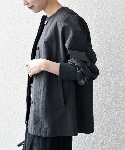 SHIPS / シップス ブルゾン | 《予約》SHIPS any:〈洗濯機可能〉ナイロン タスラン ノーカラー Aライン ブルゾン | 詳細17