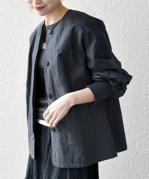 SHIPS / シップス ブルゾン | 《予約》SHIPS any:〈洗濯機可能〉ナイロン タスラン ノーカラー Aライン ブルゾン | 詳細18