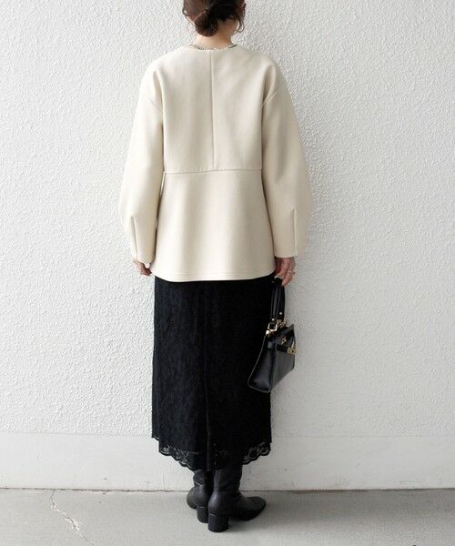SHIPS / シップス ノーカラージャケット | 《予約》SHIPS any:〈手洗い可能〉ダンボール ペプラム Vネック ジャケット | 詳細2
