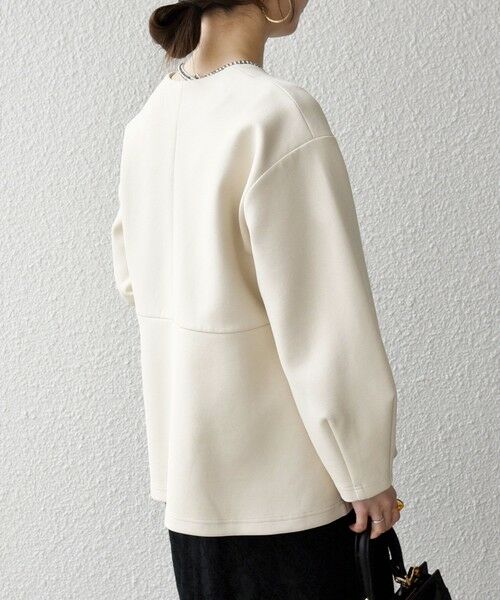 SHIPS / シップス ノーカラージャケット | 《予約》SHIPS any:〈手洗い可能〉ダンボール ペプラム Vネック ジャケット | 詳細6