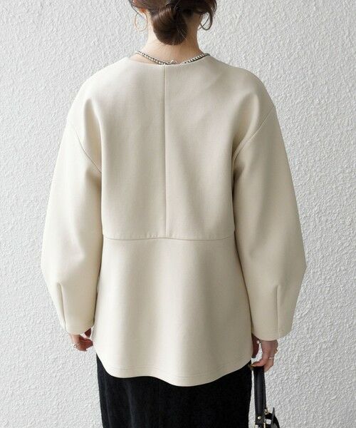 SHIPS / シップス ノーカラージャケット | 《予約》SHIPS any:〈手洗い可能〉ダンボール ペプラム Vネック ジャケット | 詳細7