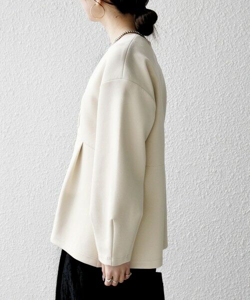 SHIPS / シップス ノーカラージャケット | 《予約》SHIPS any:〈手洗い可能〉ダンボール ペプラム Vネック ジャケット | 詳細8