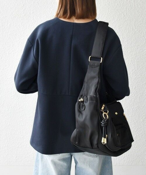 SHIPS / シップス ノーカラージャケット | 《予約》SHIPS any:〈手洗い可能〉ダンボール ペプラム Vネック ジャケット | 詳細17