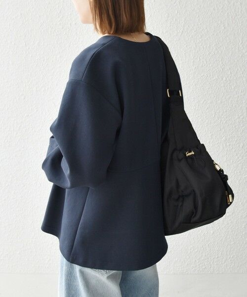 SHIPS / シップス ノーカラージャケット | 《予約》SHIPS any:〈手洗い可能〉ダンボール ペプラム Vネック ジャケット | 詳細18