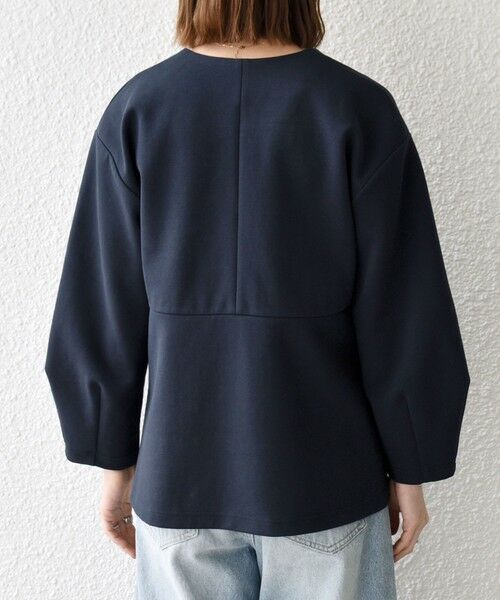 SHIPS / シップス ノーカラージャケット | 《予約》SHIPS any:〈手洗い可能〉ダンボール ペプラム Vネック ジャケット | 詳細24