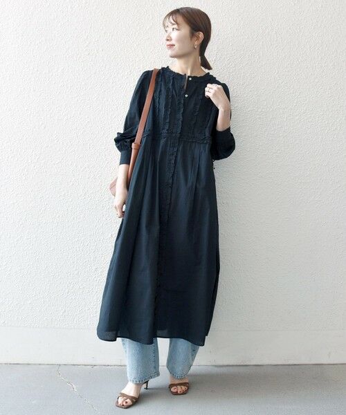 SHIPS / シップス ロング・マキシ丈ワンピース | 《予約》SHIPS any:〈洗濯機可能〉キャンブリック Aライン フリル シャツ ワンピース | 詳細1