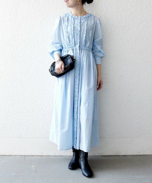 SHIPS / シップス ロング・マキシ丈ワンピース | 《予約》SHIPS any:〈洗濯機可能〉キャンブリック Aライン フリル シャツ ワンピース | 詳細8