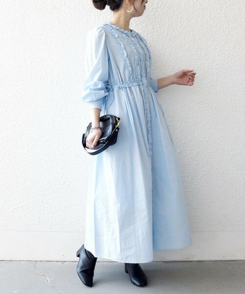 SHIPS / シップス ロング・マキシ丈ワンピース | 《予約》SHIPS any:〈洗濯機可能〉キャンブリック Aライン フリル シャツ ワンピース | 詳細9
