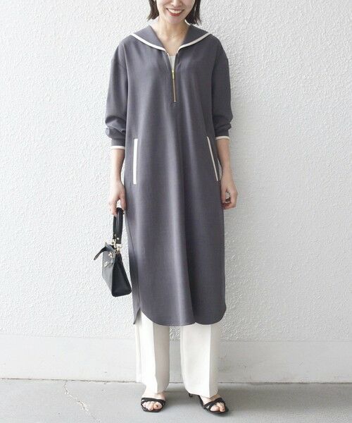 SHIPS / シップス ミニ丈・ひざ丈ワンピース | 《予約》SHIPS any:〈洗濯機可能〉セーラーカラー 配色 ジップ ワンピース | 詳細3