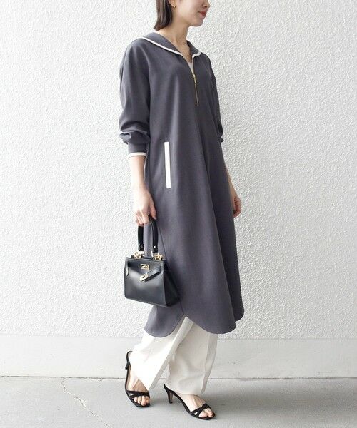 SHIPS / シップス ミニ丈・ひざ丈ワンピース | 《予約》SHIPS any:〈洗濯機可能〉セーラーカラー 配色 ジップ ワンピース | 詳細16