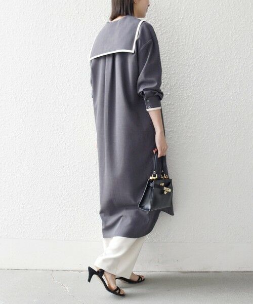 SHIPS / シップス ミニ丈・ひざ丈ワンピース | 《予約》SHIPS any:〈洗濯機可能〉セーラーカラー 配色 ジップ ワンピース | 詳細4