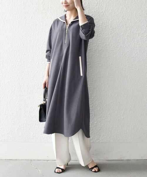 SHIPS / シップス ミニ丈・ひざ丈ワンピース | 《予約》SHIPS any:〈洗濯機可能〉セーラーカラー 配色 ジップ ワンピース | 詳細7