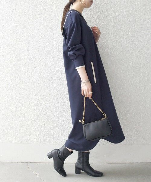 SHIPS / シップス ミニ丈・ひざ丈ワンピース | 《予約》SHIPS any:〈洗濯機可能〉セーラーカラー 配色 ジップ ワンピース | 詳細19